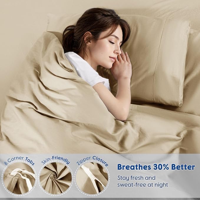 SONORO KATE 100% Egyptian Cotton Duvet Cover King Size, 1000 Thread Count - Image 4