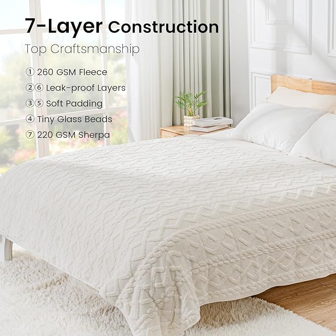 Drewin Comfort Weighted Blanket 20lbs, Stylish Jacquard Sherpa Weighted Blankets - Image 6