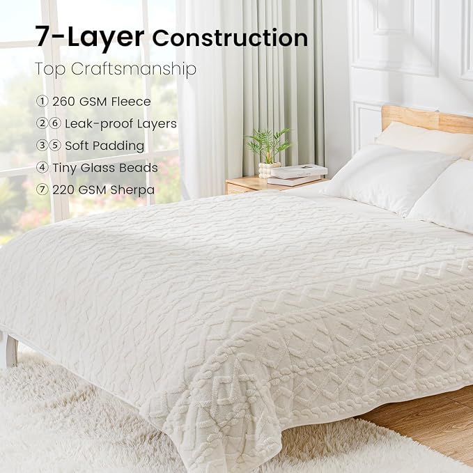 Weighted Blanket for Adults Twin Size 15 lbs, Classy Soft Jacquard Sherpa - Image 6