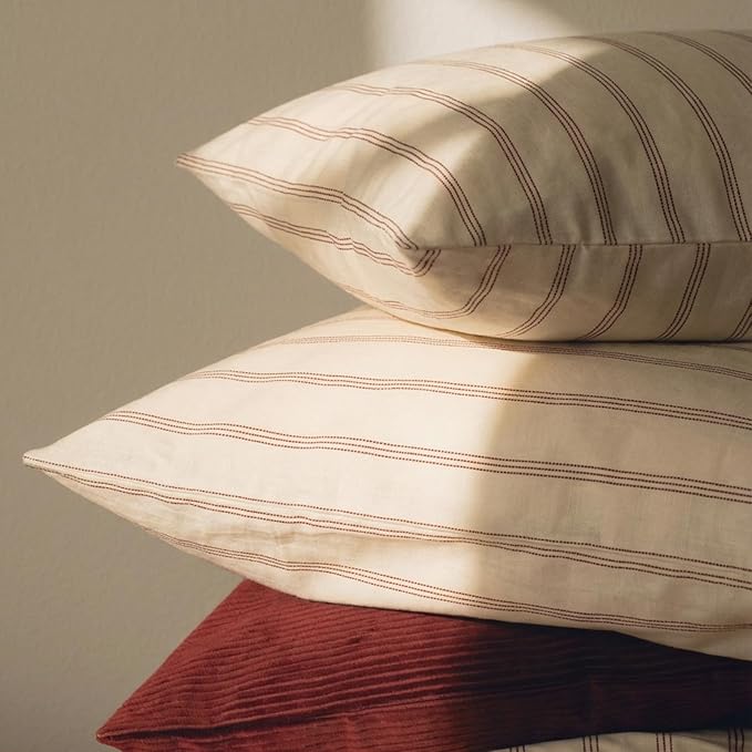 mixinni Striped Duvet Cover Set Full Size, 3 Piece Cotton Linen Blend Bedding - Image 5