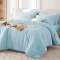 MUXHOMO 7 Pieces Queen Comforter Set, Seersucker Bed in a Bag Queen Size by MUXHOMO