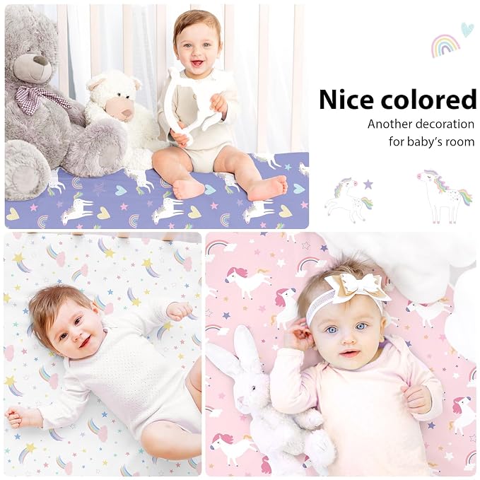 Baby Crib Sheets Girl, 3 Pack Toddler Bed Sheets - Image 6