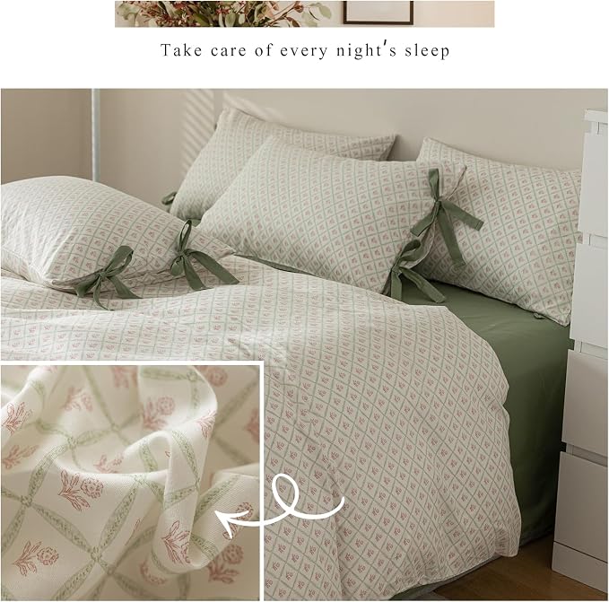 mixinni Red Floral Duvet Cover Set Full Size - Image 6