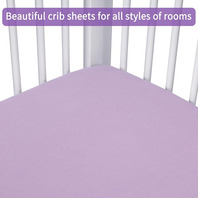 GUNTAIL Crib Sheets for Boys Girls, 100% Cotton Fitted Crib Sheet 2 Pack for - Image 6