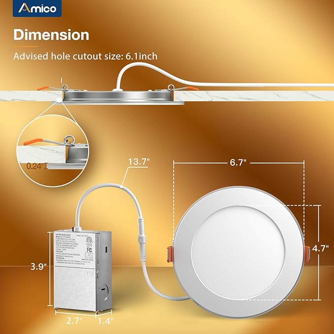 Amico 6 Pack 6 Inch 5CCT LED Recessed Ceiling Light - Image 5
