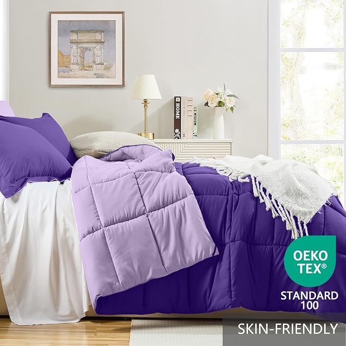 Homelike Moment King Size Comforter Set Purple, Comforters King Size Bed Sets - Image 3