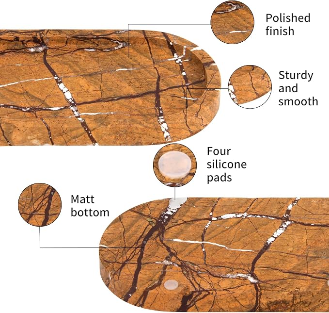 Natural Marble Tray Oval, Bathroom Vanity Tray - Image 3