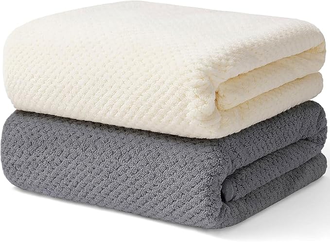 2 Pack Bath Towel Set, Waffle Bath Towel Set, Microfiber Super Soft Highly by Wuwahold