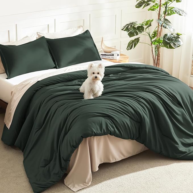 Litanika Forest Green Comforter Full Size, 3 Pieces Lightweight Solid Bedding by Litanika