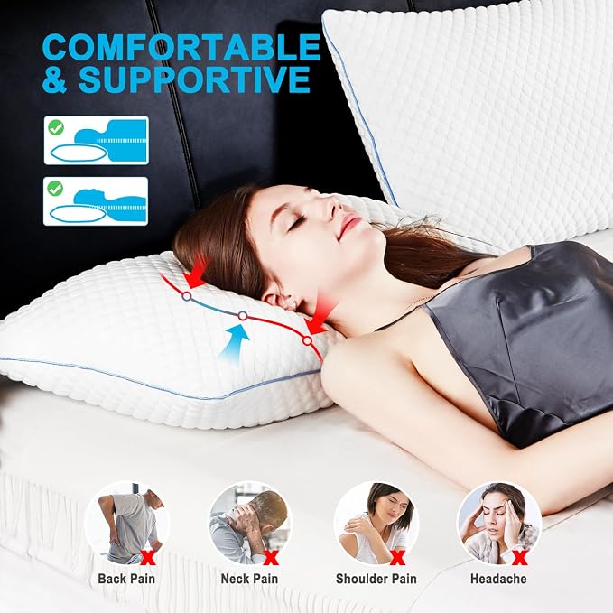 VVZ Cooling Bed Pillows Standard Size Set of 4, Shredded Memory Foam Pillows - Image 2