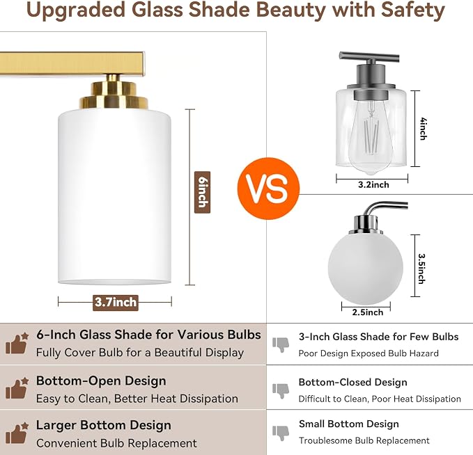 4-Light Bathroom Light Fixtures, Classic Wall Light Fixture - Image 4