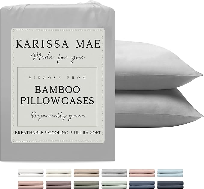Karissa Mae Cooling Bamboo Viscose King Size Pillowcase Set | 100% FSC by KARISSAMAE