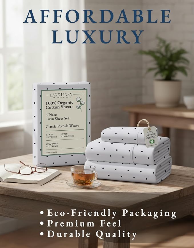 LANE LINEN 100% Organic Cotton Twin Sheets Set - Image 8