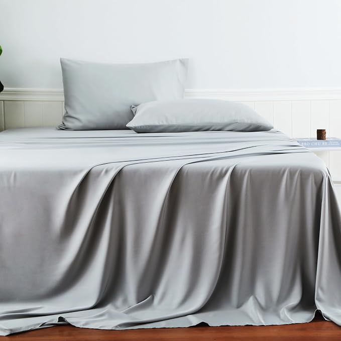 Bamboo Viscose Flat Sheets Only, 400 Thread Count Sateen Weave Cal King Size - Image 2