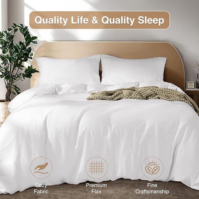 SONORO KATE 100% French Linen Duvet Cover Queen Size, Soft Breathable - Image 7