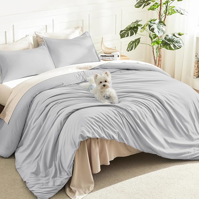 Litanika Light Grey Comforter California King Size, 3 Pieces Cal King by Litanika