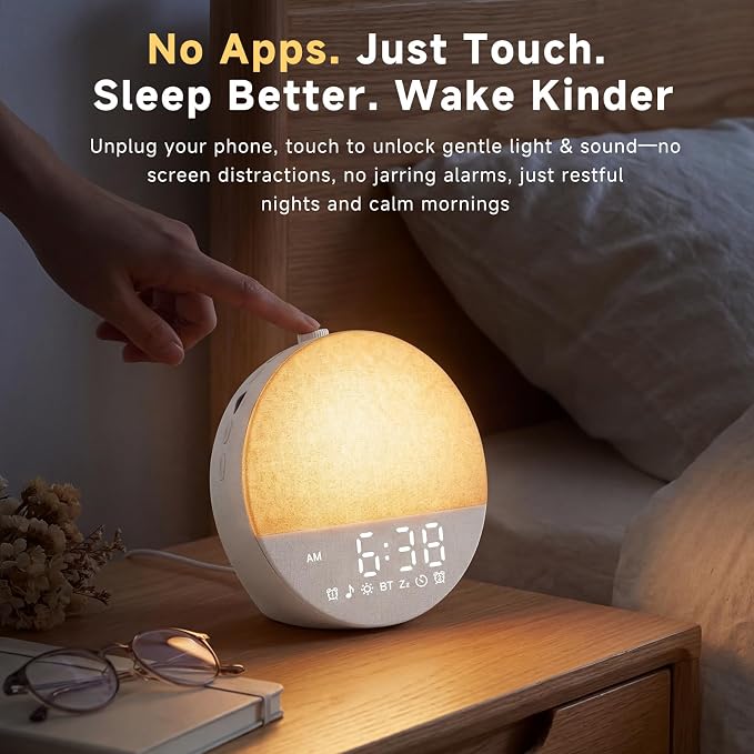 Geuuap Sunrise Alarm Clock White Noise Machine | Natural Wake-Up Light - Image 8
