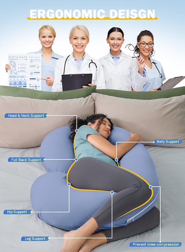 INSEN Cooling Pregnancy Pillow, Maternity Pillow - Image 3
