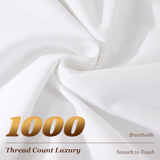 LBRO2M 1000 Thread Count 100% Cotton Sheets Set, King Size Bed Sheet 4 Piece - Image 3
