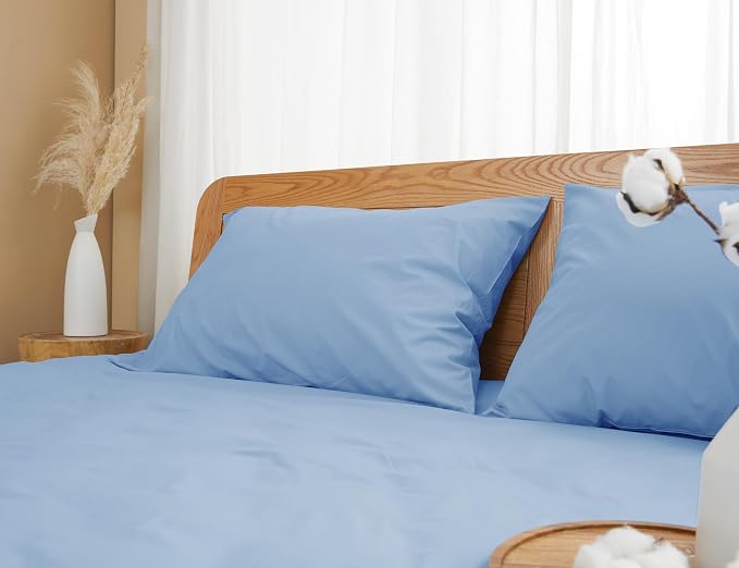 Pillow Cases, King Size Cotton Percale Weave Pillowcases, Pre-Shrunk Breathable - Image 7