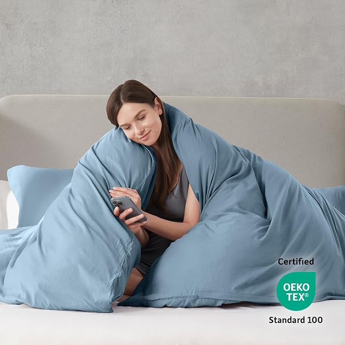 Nestl Stone Blue Duvet Cover Queen Size - Image 3
