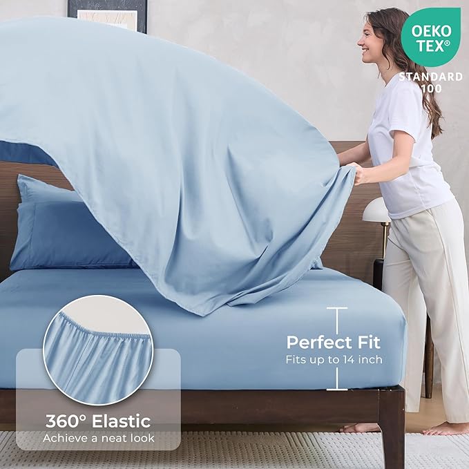 HEVUMYI Light Blue Queen Comforter Set - Image 5