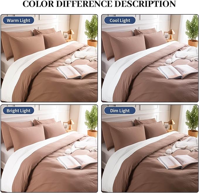 NEXHOME PRO Duvet Cover Set King 100% Washed Cotton Linen-Like Texture - Image 3