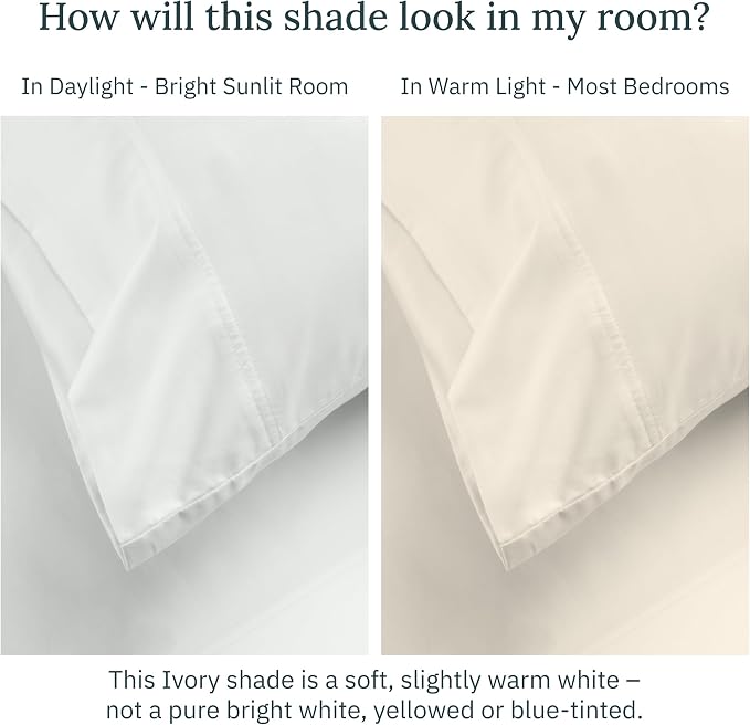 100% Egyptian Cotton Pillow Cases, King Size Pillow Cases Set of 2, Sateen Weave - Image 5