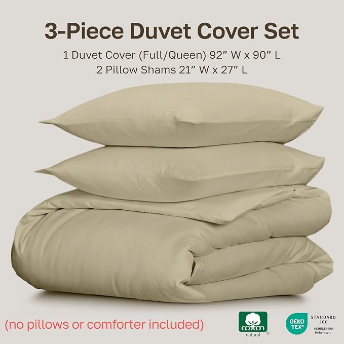 California Design Den 3 Pc 100% Cotton Duvet Cover Set Queen Size/Full Size - Image 5