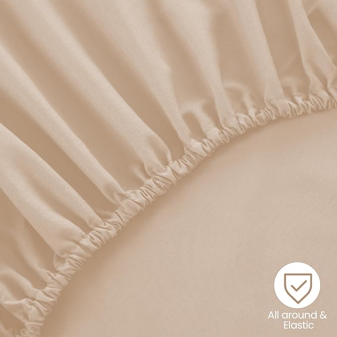 ROSE&RISY Khaki Full Fitted Sheet, Soft and Breathable - Image 5
