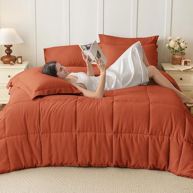 JOLLYVOGUE Twin Comforter Set, Ultra-Soft Bed in a Bag Twin Size 5 Pieces - Image 7