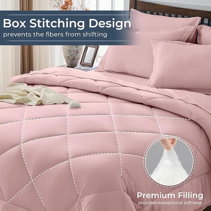 HEVUMYI Dusty Pink Twin Comforter Set - Image 4