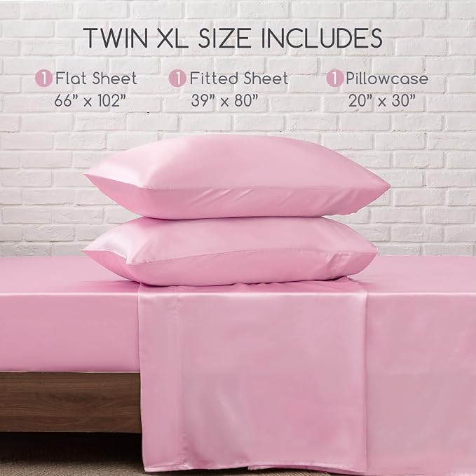 MR&HM Satin Bed Sheets, Twin XL Size Sheets Set - Image 7
