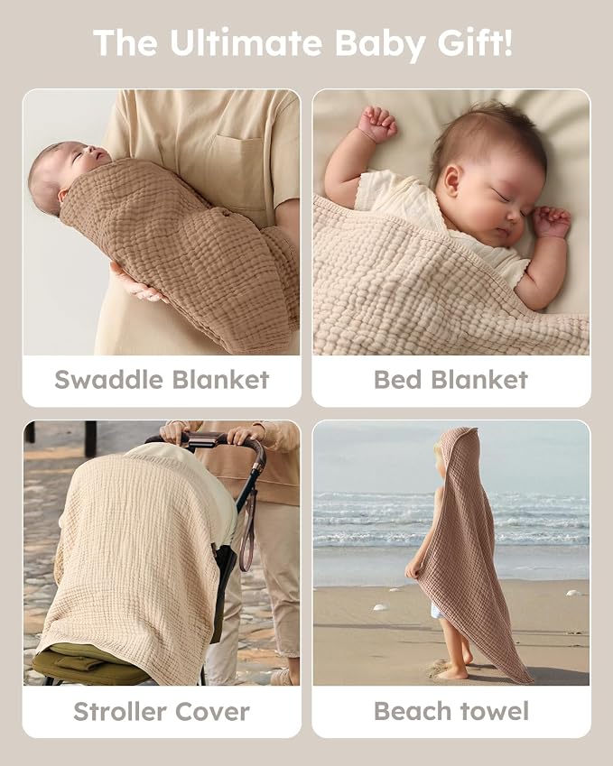 Yoofoss Hooded Baby Towels for Newborn 2 Pack 100% Muslin Organic Cotton Baby - Image 6
