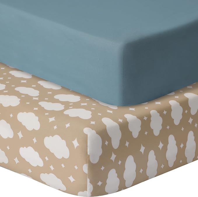 GUNTAIL Pack and Play Sheets Fitted, 2 Pack Pack n Play Sheets by GUNTAIL