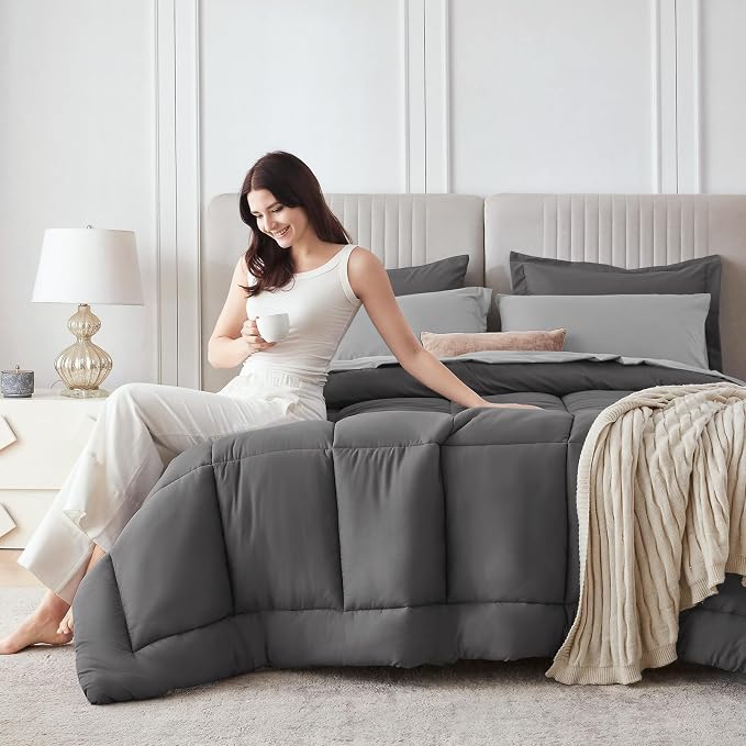 Sasttie King Size Comforter Set, 7 Pieces Bed in a Bag King, Complete Bedding - Image 9