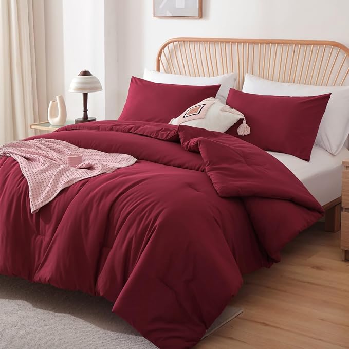 ROSGONIA Oversized King Comforter Dark Red - Image 3