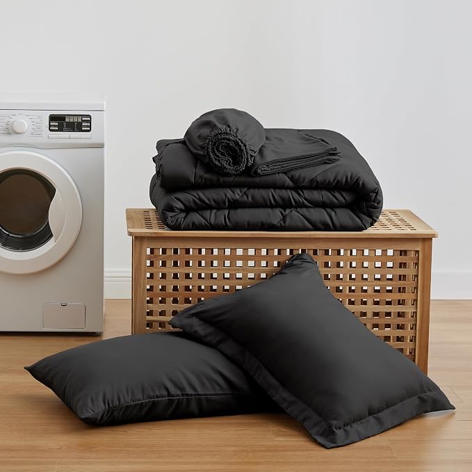 Love's cabin Twin XL Comforter Set Black, 5 Pieces Twin XL Bed in a Bag - Image 9