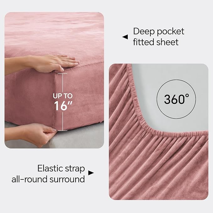 BEDELITE Flannel Sheets King Size Dusty Pink - Image 4