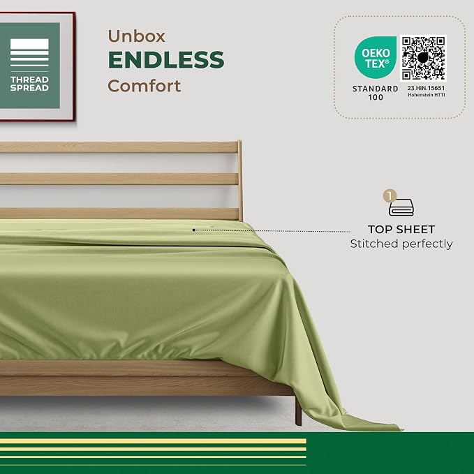 THREAD SPREAD 100% Organic Cotton Percale Flat Sheet Queen Size - Image 3