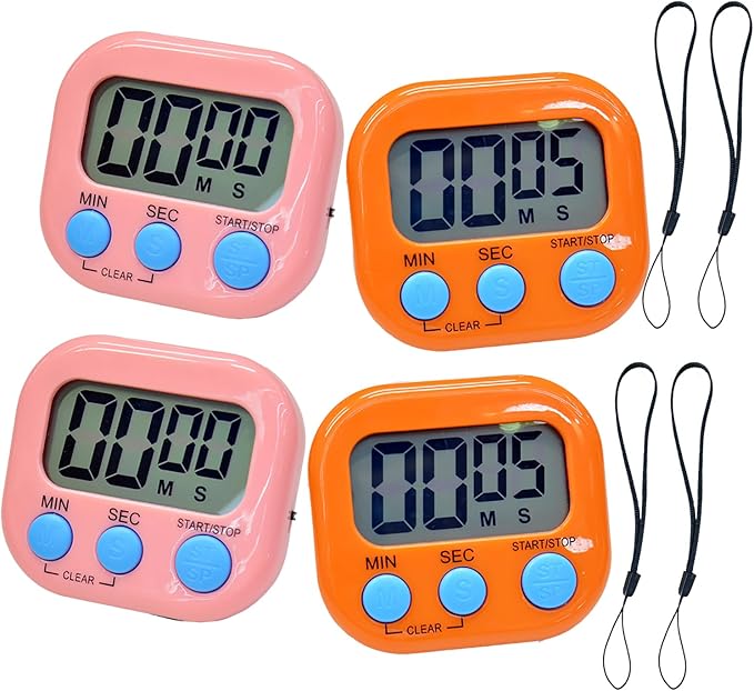 2 Pack Small Digital Kitchen Timer Magnetic Back and On/Off, Classroom Timers by Soseelnee