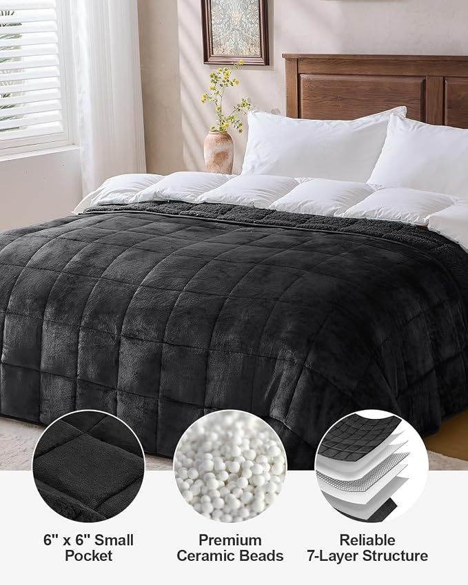 Super Fuzzy Soft Sherpa Fleece Weighted Blanket, 25 lbs Dual Sided Fluffy Heavy - Image 5