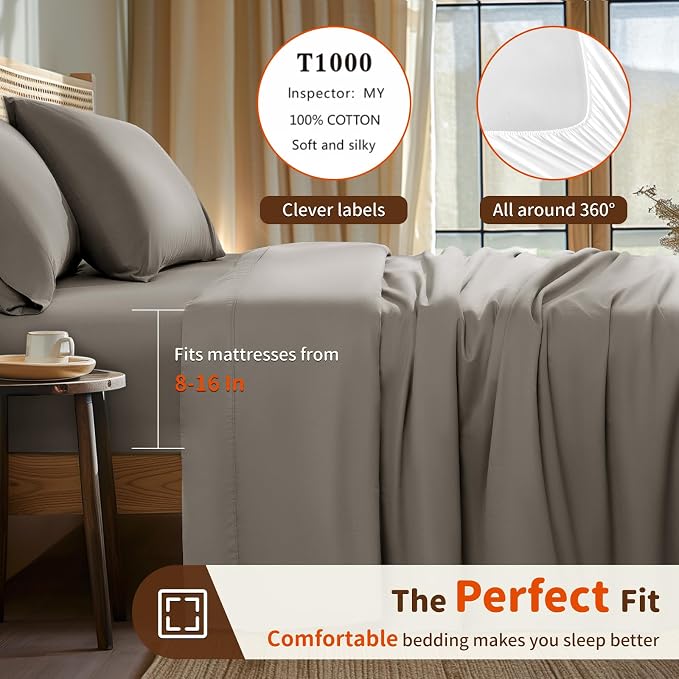LBRO2M Split King Sheet Sets for Adjustable Bed 1000 Thread Count 100% Egyptian - Image 3