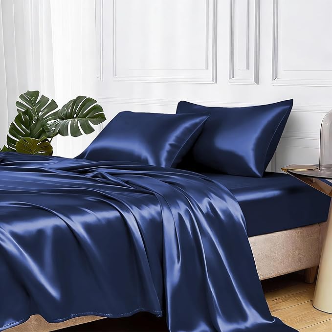 MR&HM Satin Bed Sheets, King Size Sheets Set by MRHM