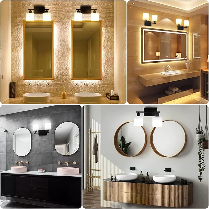 Bathroom Light Fixtures Over Mirror, Anti-Rust Matte Black Vanity Lights 15 Mid - Image 7