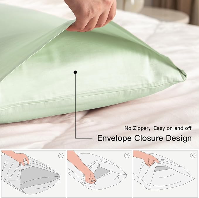 100% Cotton King Pillowcases Set of 2, Deep Dream 600 Thread Count Pillow Cases - Image 3