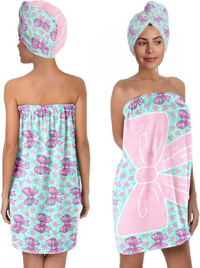 Bow Towel Wrap for Women Girls – Microfiber Shower Spa Wrap - Image 3