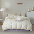 mixinni Lavender Flower Duvet Cover King Cotton Teenage Girls Flower Leaf Print by mixinni