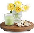 Small Round Decorative Tray Burnt Wood Bathroom Counter Organizer Pedestal by Unknown