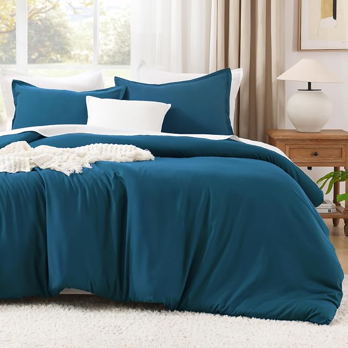 Litanika Teal Comforter King Size, 3 Pieces Turquoise Lightweight Solid Bedding - Image 2